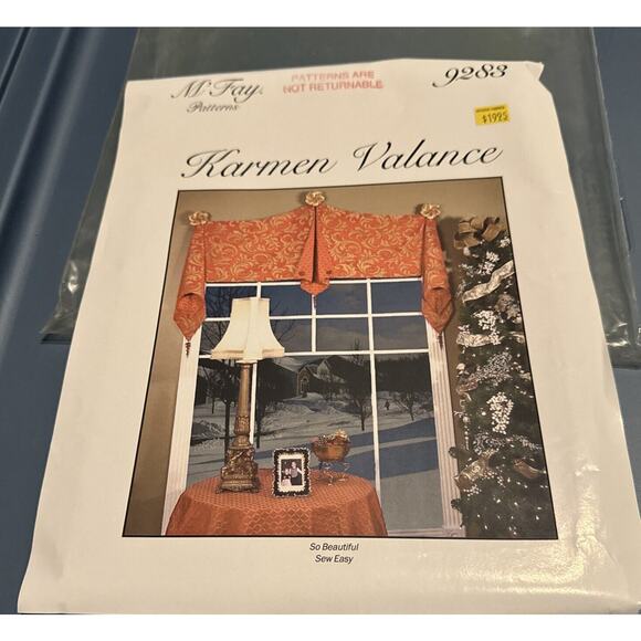 M'fay Pattern 9283 Karmen Valance Professional Window Treatment Pattern UNCUT - Picture 5 of 5